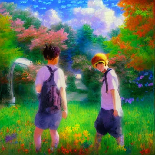 Image similar to porter robinson nurture album cover as an impressionist painting