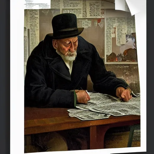 Image similar to a man reading a newspaper, by guntis strupulis