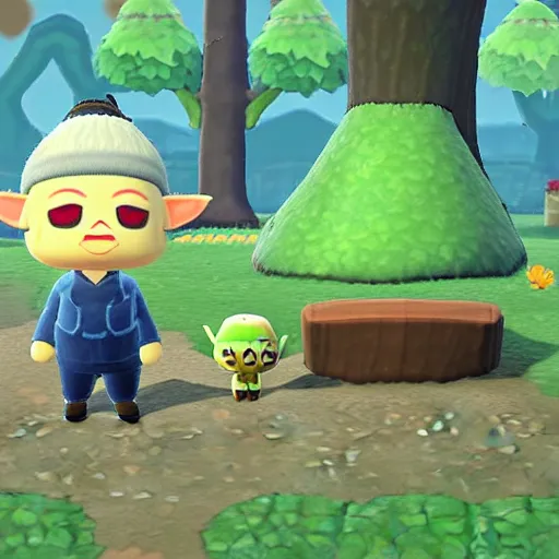 Prompt: baby yoda in animal crossing