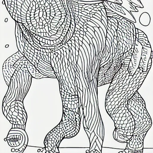 Prompt: picture of an animal from a children's colouring book, crude, low detail, simplified line art