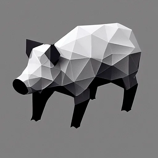 Image similar to low poly pig, isometric view, blank background