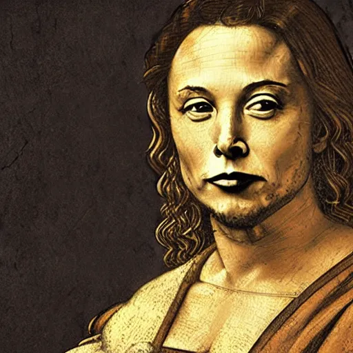 Image similar to leonardo da vinci style picture of elon musk