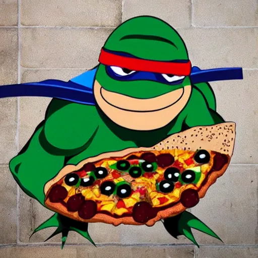 Image similar to ninja turtles are too much pizza