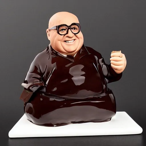 Prompt: edible chocolate figurine of danny devito