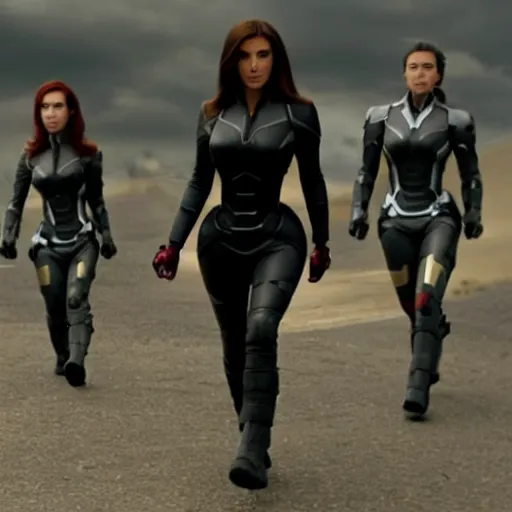 Image similar to A still of Kim Kardashian as Black Widow in Iron Man 2 (2010)