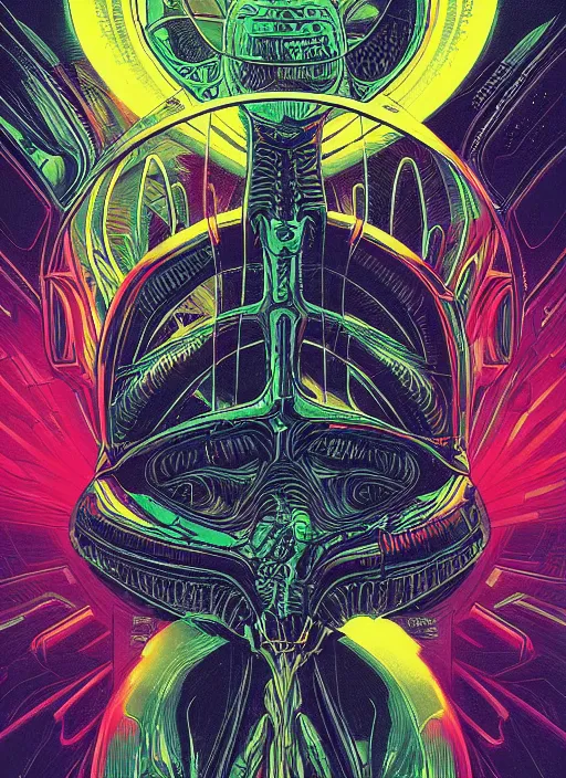 Image similar to Alien (1979) movie poster, Kilian Eng, Dan Mumford, detailed