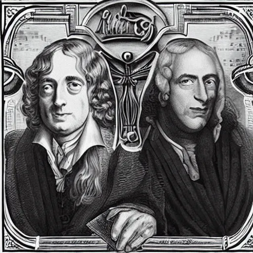 Prompt: sir isaac newton and tupac shakur, homies, good friends