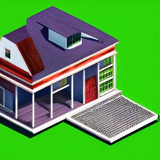 Prompt: jennifer lawrence as a house, isometric, hdr photorealism