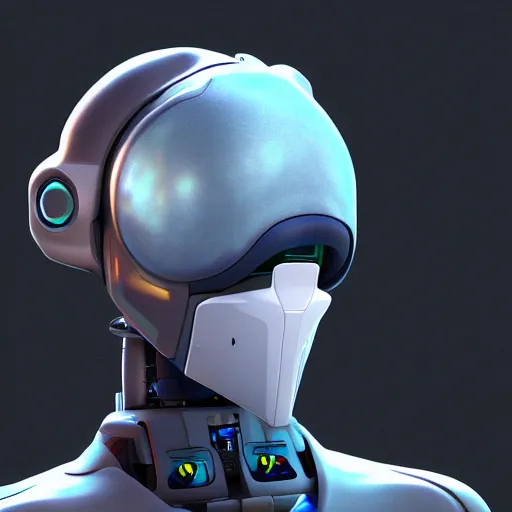 Image similar to speculative fiction art, bust profile picture of a male robotic anthro bottlenose dolphin, visor covering eyes, rounded beak, commission on furaffinity, cgsociety, octane render, subnautica