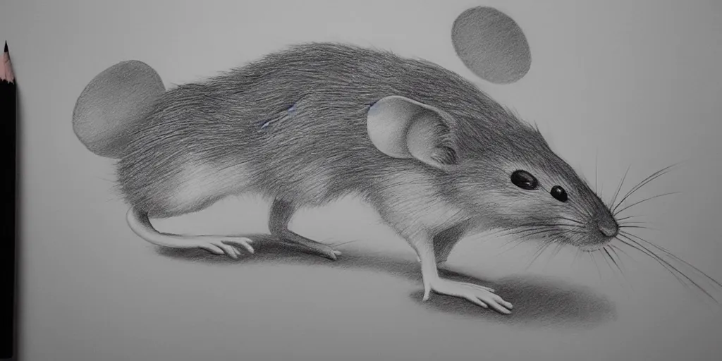Image similar to a beautiful pencil drawing of exactly one!!!!! cartoon mouse; masterpiece; extremely highly detailed; ultra-realistic; trending on artstation