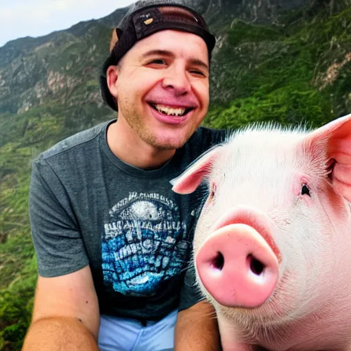 Image similar to happy pig in sky, epic hd award - winning professional selfie portrait 8 k