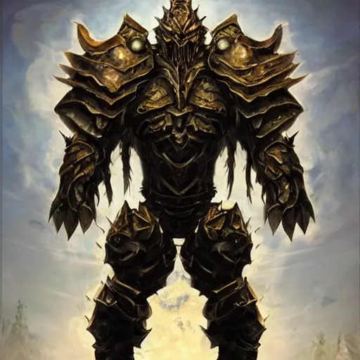 Image similar to video game boss, monster wearing armor