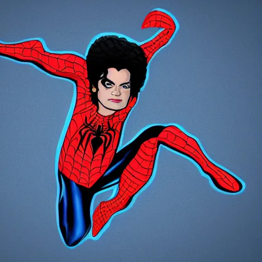 Image similar to Michael Jackson as a spider man, full body, illustration
