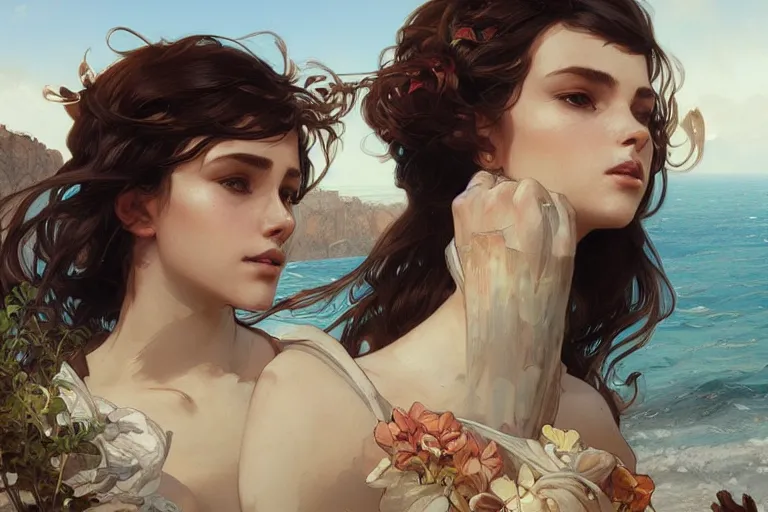 Image similar to Costa blanca, highly detailed, digital painting, artstation, concept art, sharp focus, illustration, art by artgerm and greg rutkowski and alphonse mucha