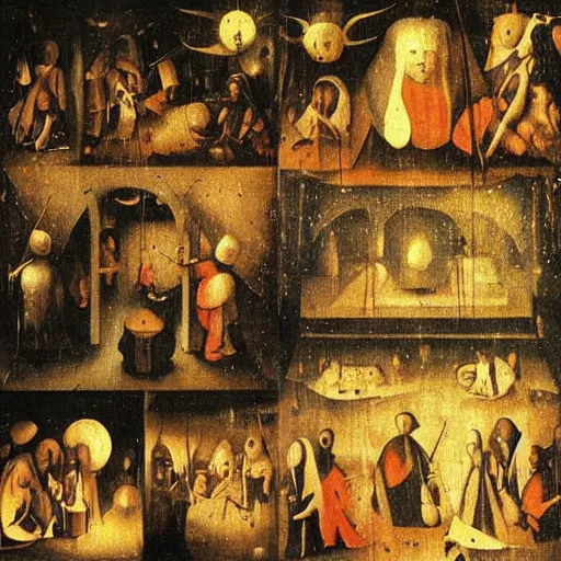 Prompt: emotional faces in dynamic lighting by hieronymus bosch