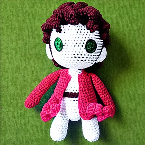 Image similar to kakyoin as a crochet doll