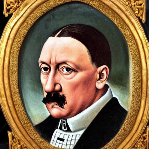 Image similar to a renaissance style portrait painting of Adolf Hitler