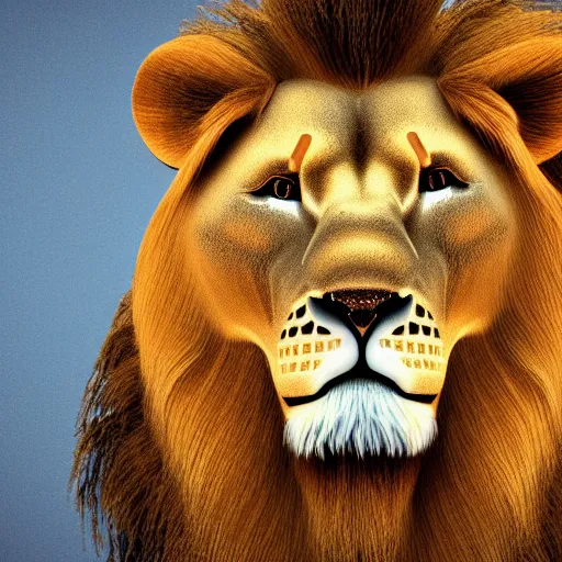 Image similar to a 3 d render of a lion