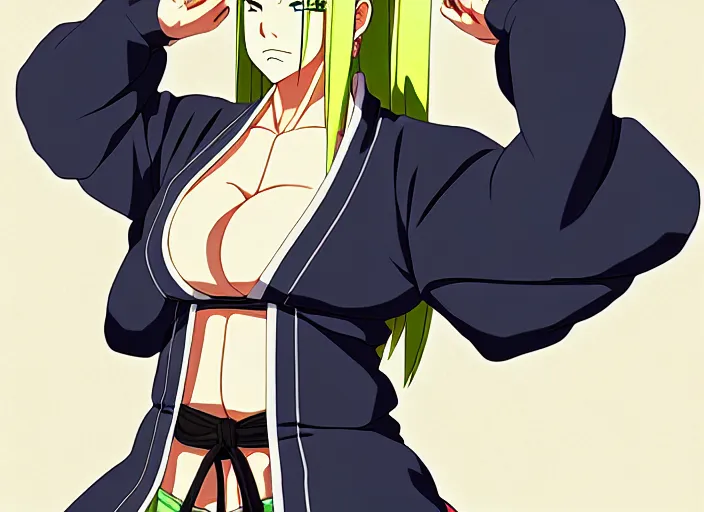 Image similar to an illustration of tsunade, finely detailed features, upper body, perfect art, at the dojo, regal and determined, trending on pixiv fanbox, illustrated by masashi kishimoto, nanashi, yuichi kato, take, studio ghibli, shinichi fukuda