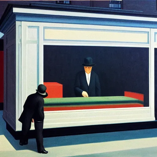 Image similar to Magritte by Edward hopper