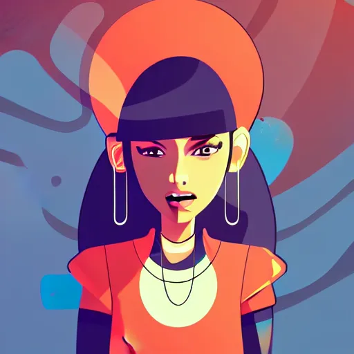 Image similar to 2 d character design, female rapper, vector art, digital art, portrait, 4 k, 8 k, sharp focus, smooth, illustration, concept art, music artist