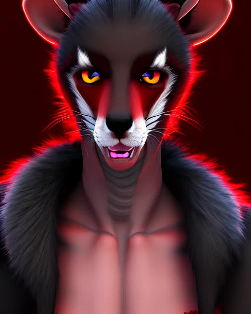 Image similar to furry - male - red - black - weasel - necromancer - fursona uhd ue 5 visual novel pc game expressions, photorealistic