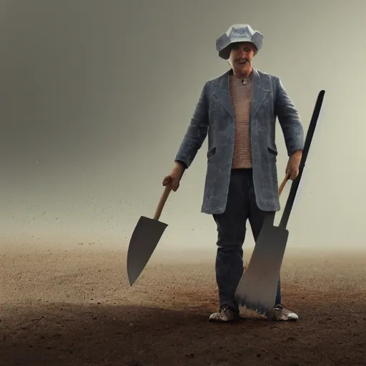 Image similar to hyperrealistic dslr film still of david spade disguised as a shovel, delivering mail, stunning 8 k octane comprehensive 3 d render, inspired by istvan sandorfi & greg rutkowski & unreal engine, perfect symmetry, dim volumetric cinematic lighting, extremely hyper - detailed, incredibly real lifelike attributes & flesh texture, intricate, masterpiece, artstation, stunning