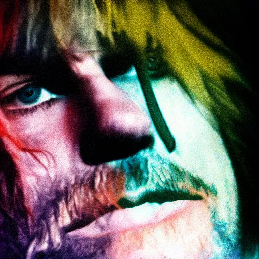 Prompt: colour masterpiece surreal closeup portrait photography of kurt cobain by fandias, deviantart 8 k