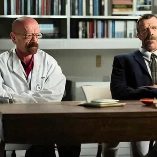 Image similar to walter white, hugh laurie, in house, m. d