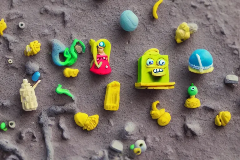 Image similar to miniatures photography of bikini bottom ( spongebob location ), everything has a plasticine sheen