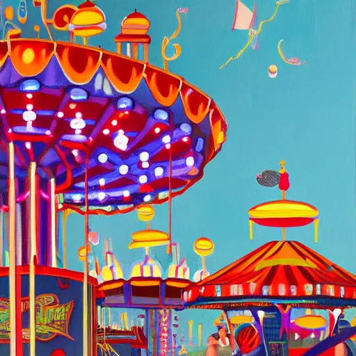 Image similar to painting of a funfair, by rik oostenbroek, james jean, amy sol