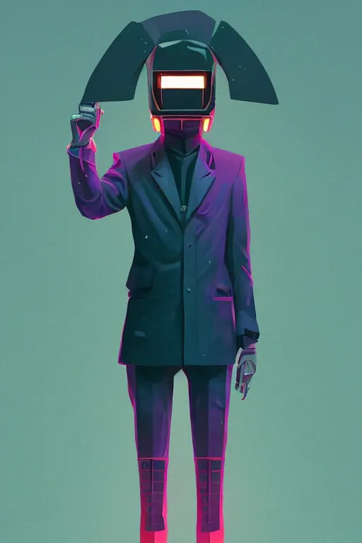 Prompt: full body millionaire pimp, blade runner 2 0 4 9, scorched earth, cassette futurism, modular synthesizer helmet, the grand budapest hotel, glow, digital art, artstation, pop art, by hsiao - ron cheng