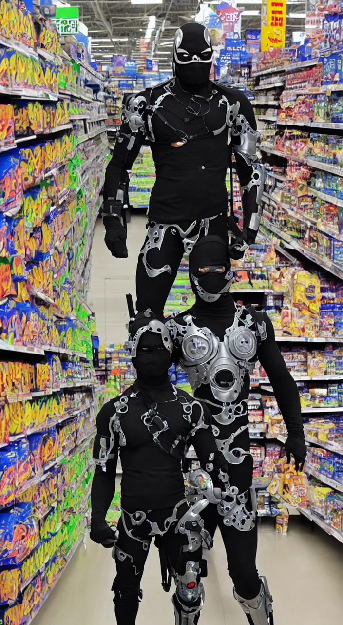 Image similar to cyborg ninja in walmart