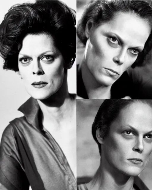 Prompt: genetic combination of sigourney weaver and ted cassidy, prominent cheekbones, strong jawline, androgynous, gender neutral, face and shoulders focus