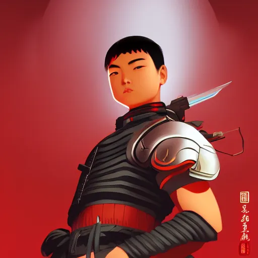 Prompt: chinese warrior by ilya kuvshinov, in the style of ilya kuvshinov and hisashi eguchi and ross tran, high quality