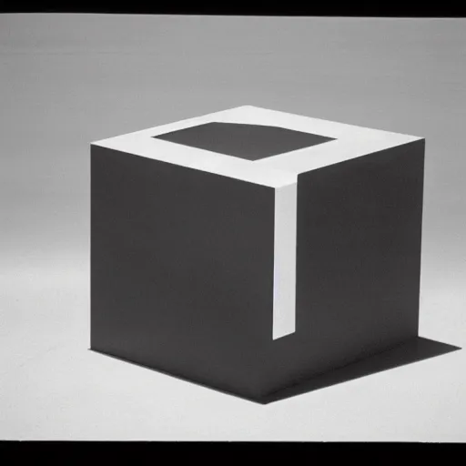 Image similar to a cube in the middle of the sea, in the style of richard serra