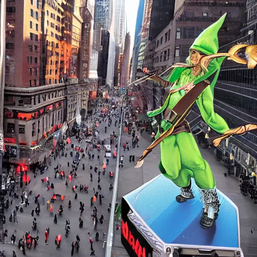 Prompt: fantasy elves attack new york city