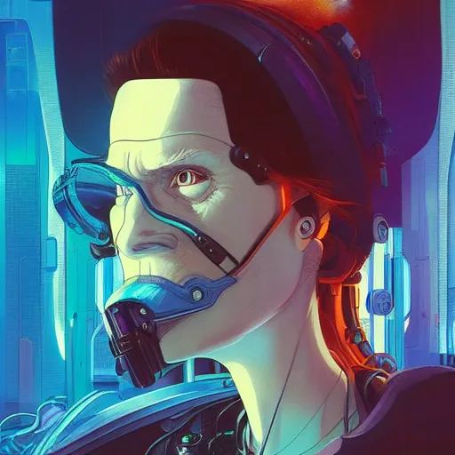 Image similar to h 0 c 0 k futurama cyberpunk portrait by gaston bussierre and charles vess and james jean and erik jones and rhads, inspired by ghost in the shell, beautiful fine face features, intricate high details, sharp, ultradetailed