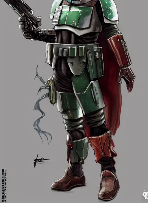 Image similar to boba fett redesign by square enix, final fantasy, detailed, cosmic, muscular, illustration, concept art, D&D, fantasy