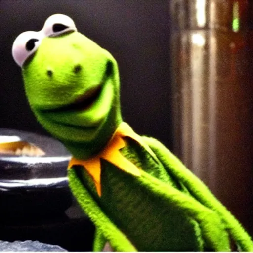 Prompt: “ kermit the drug smoking a joint on the joe rogan podcast, vivid, photorealistic ”