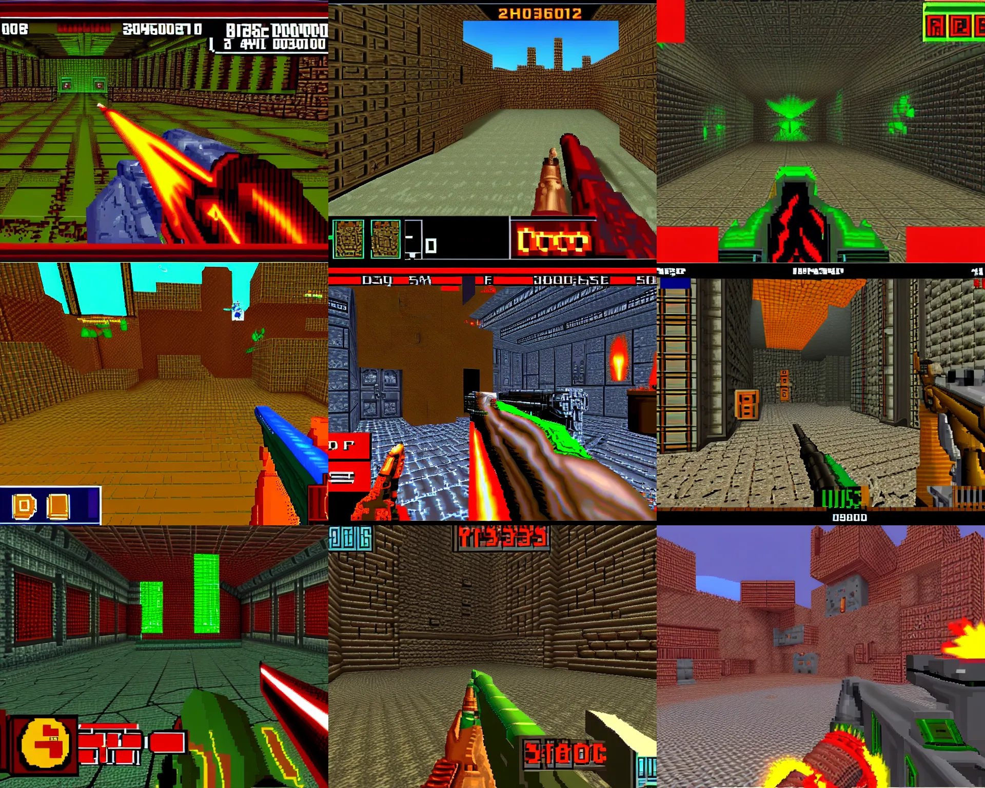 Prompt: screenshot of classic doom for dos, retro 3 d graphics, first person shooter