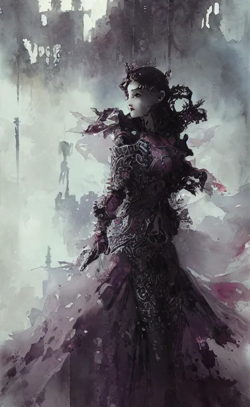 Image similar to imperial princess knight ( ( ( gothic ) ) ) girl. intricate, centered, amazing composition, watercolor, by ruan jia, by marc simonetti, by robert hubert, by zhang kechun, illustration