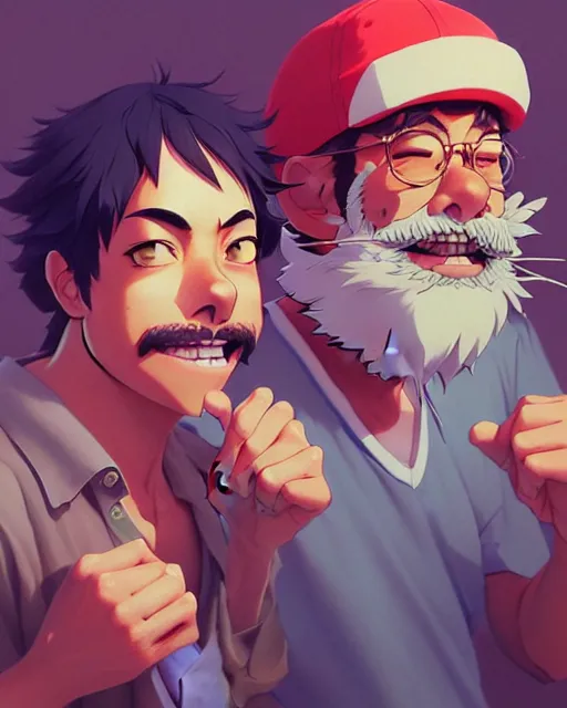 Image similar to cheech and chong, portrait shinkai makoto studio ghibli studio key hideaki anno sakimichan stanley artgerm lau rossdraws james jean marc simonetti elegant highly detailed digital painting artstation pixiv