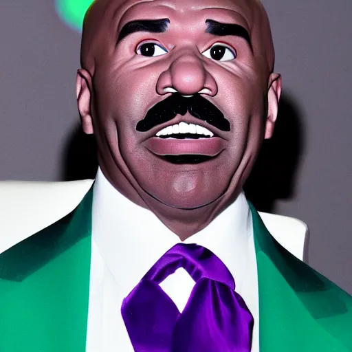 Image similar to steve harvey made of blue green and purple ice