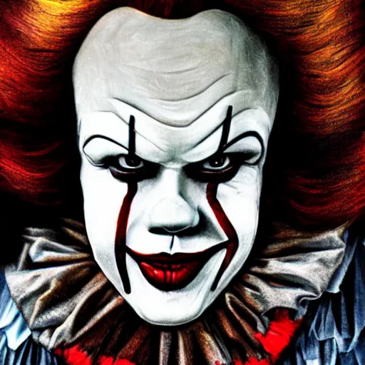 Prompt: portrait of pennywise mixed with batman by abramovic marina