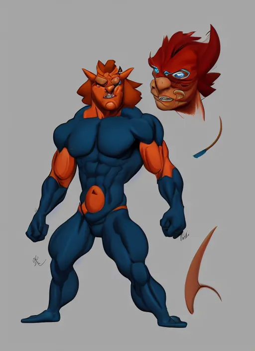 Prompt: jackalman from thundercats, body, muscular, digital painting, trending on artstation