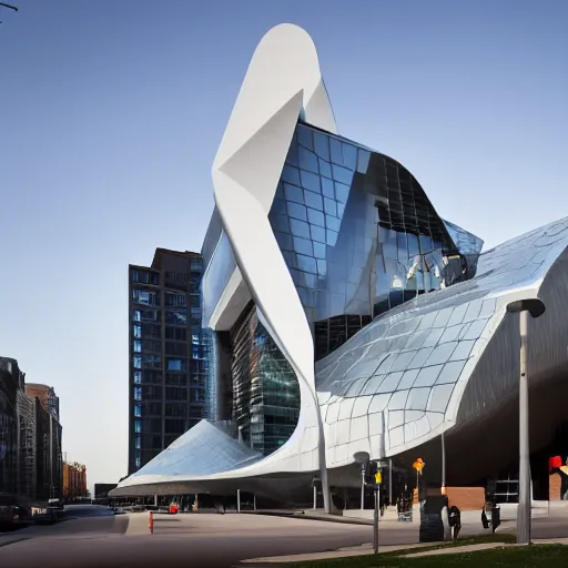 Image similar to Columbia College in Chicago as designed by Zaha Hadid