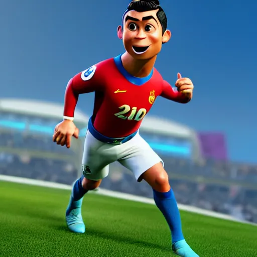 Prompt: cristiano ronaldo as a pixar disney character from up ( 2 0 0 9 ), unreal engine, octane render, 3 d render, photorealistic