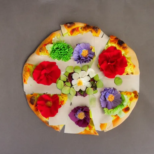 Image similar to flower boquet made of pizza