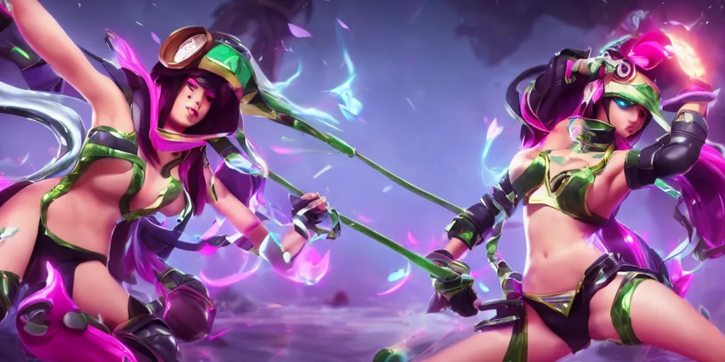 Image similar to skin concept art of pretty Arcade Akali (League of Legends) in KDA music video. 3d render, octane render, game art, realistic, highly detailed, trending on artstation, 4k, trending on artstation, pixar, cgsociety, unreal engine 5, redshift render, trending on artstation, blender, behance, cg